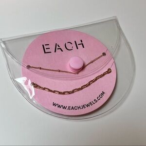 EACH JEWELS set of 2 14k gold plated layering necklaces